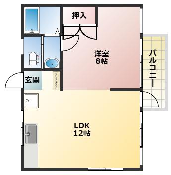 フローラルM SAKO(1LDK/3階)の間取り写真