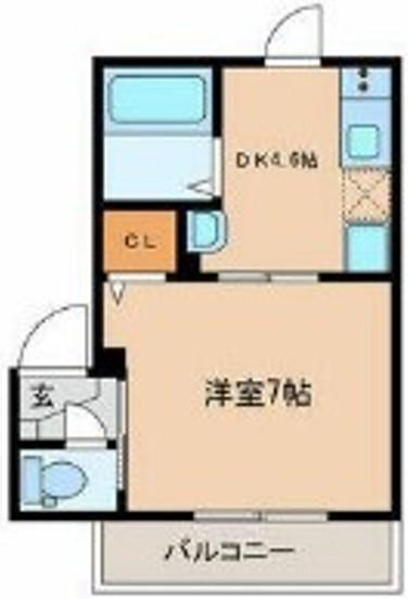 クレスト三軒茶屋(1DK/2階)の間取り写真