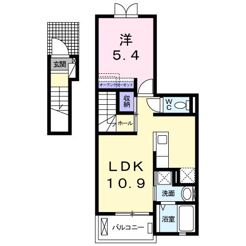 SOLANA 城東(1LDK/2階)の間取り写真