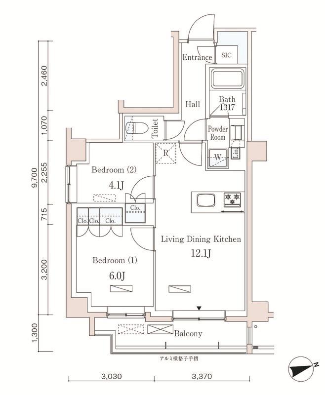 パークアクシス市谷左内町(2LDK/3階)の間取り写真
