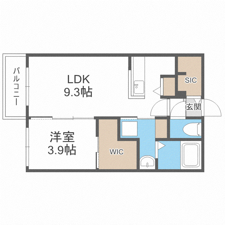 リーサ桑園(1LDK/2階)の間取り写真