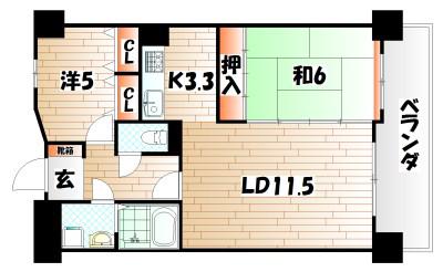 ラビータ北方(2LDK/8階)の間取り写真