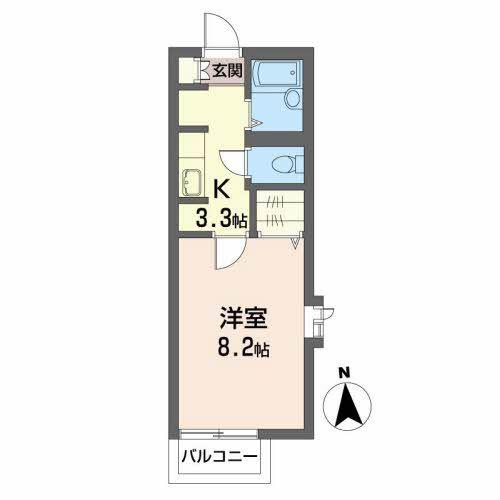 フォンティーヌ(1K/2階)の間取り写真