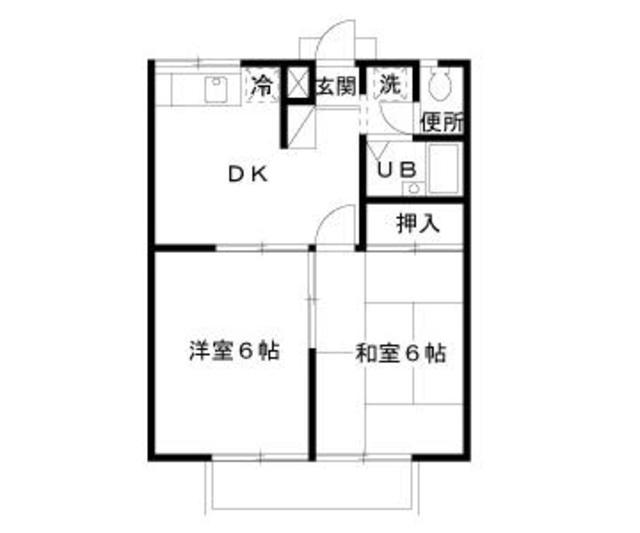 エステートピアグレイス(2DK/2階)の間取り写真