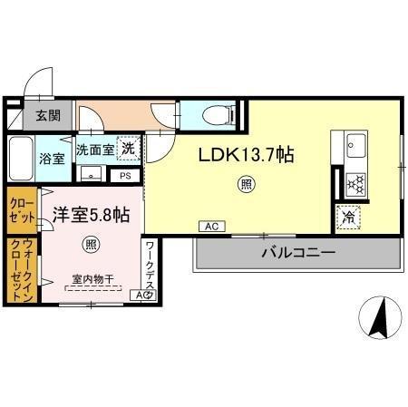 サニーサイド幸町(1LDK/3階)の間取り写真
