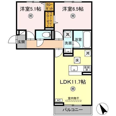 トリシアテラス(2LDK/1階)の間取り写真