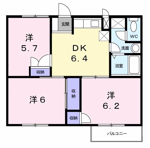 マツモトGマンションA(3DK/2階)の間取り写真