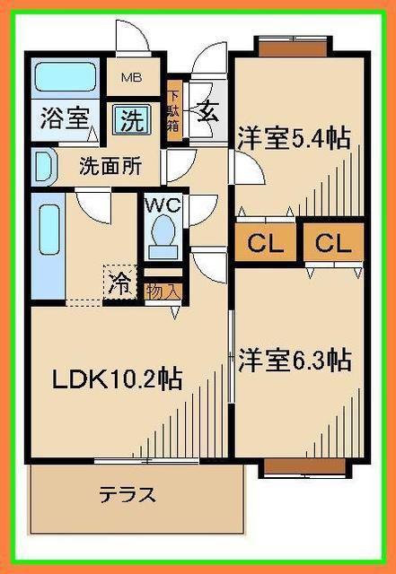 パルティーダB・B(2LDK/3階)の間取り写真