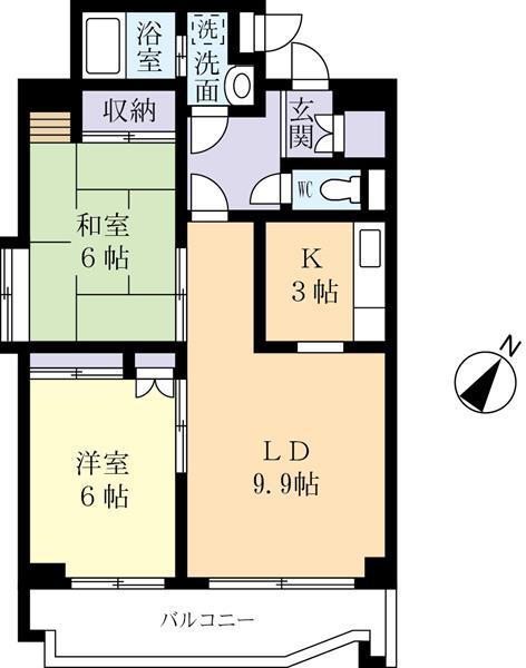 サンヒルズやまのい(2LDK/5階)の間取り写真