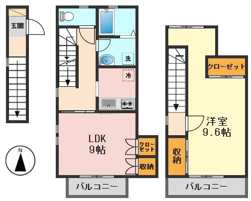イースト ONE II(1LDK/1階)の間取り写真