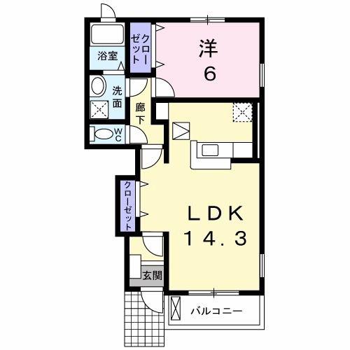 ラッフィナート・カーサ七番館(1LDK/1階)の間取り写真