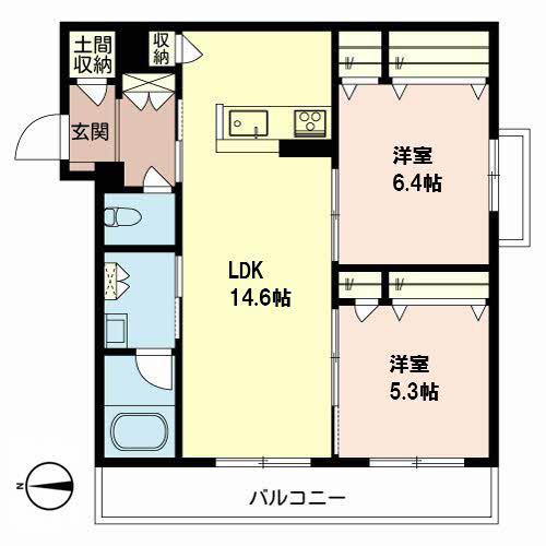 シャーメゾンアリスティオ(2LDK/2階)の間取り写真
