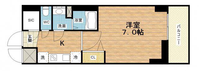 CITY LUX NAMBA サウス(1K/2階)の間取り写真