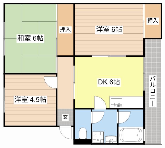 サンブルグ山田(3DK/4階)の間取り写真