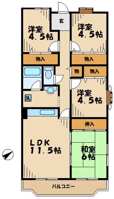 キアリア・ヒルズ(4LDK/5階)の間取り写真