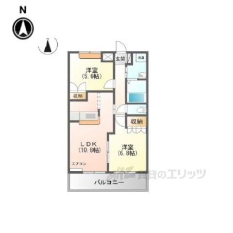 FELICE奥鳥井Ⅱ号館(2LDK/1階)の間取り写真