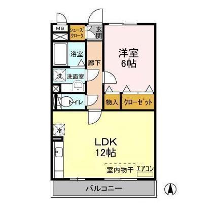 ラ・フォンテヴェルデ(1LDK/2階)の間取り写真