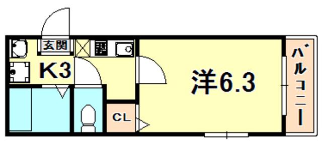 レトア赤松(1K/1階)の間取り写真