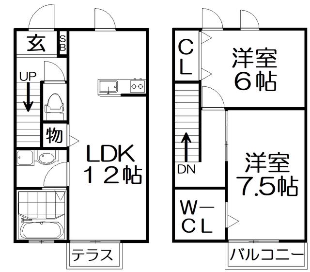 プランドール(2LDK/1階)の間取り写真