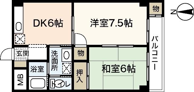 倉本ビル(2DK/3階)の間取り写真