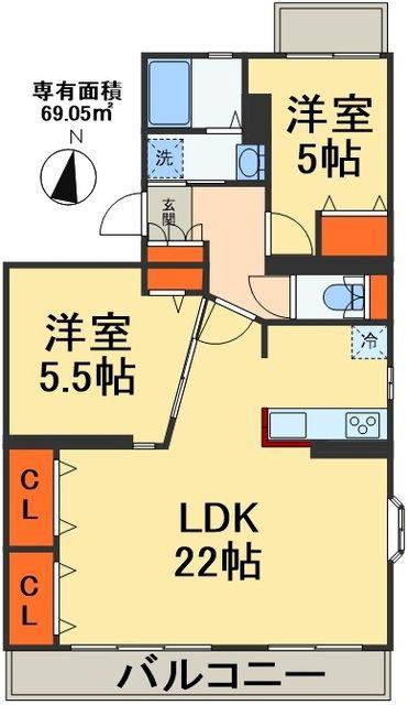 サンライズマンション(2LDK/3階)の間取り写真