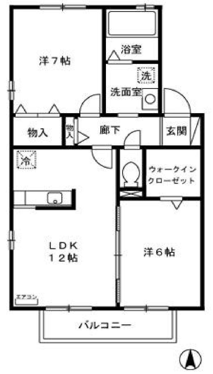 コンフォールA(2LDK/1階)の間取り写真
