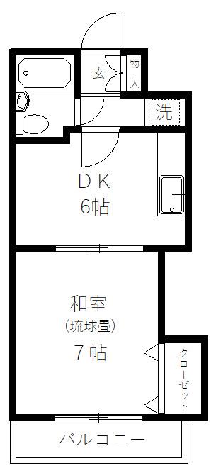 ドゥマール市川(1DK/3階)の間取り写真