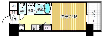 レジデンス南森町(1K/9階)の間取り写真