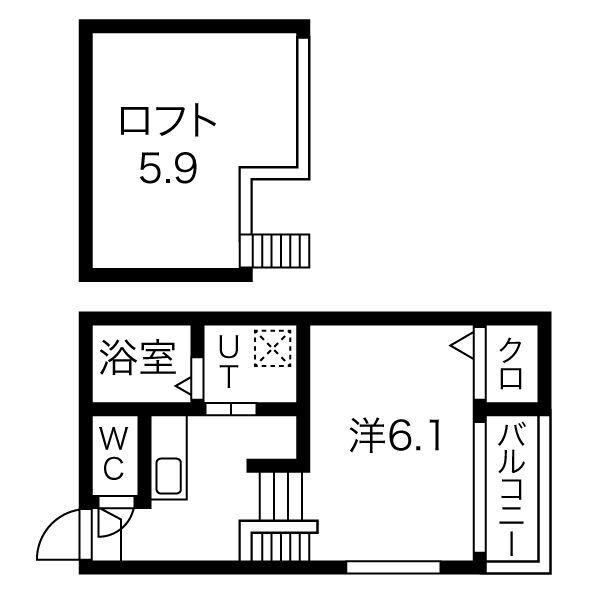 グランシャリオ(1K/2階)の間取り写真