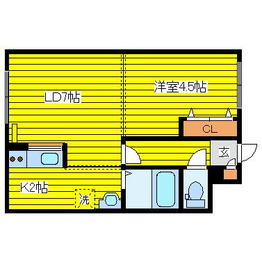 LOMALINDA(1LDK/4階)の間取り写真