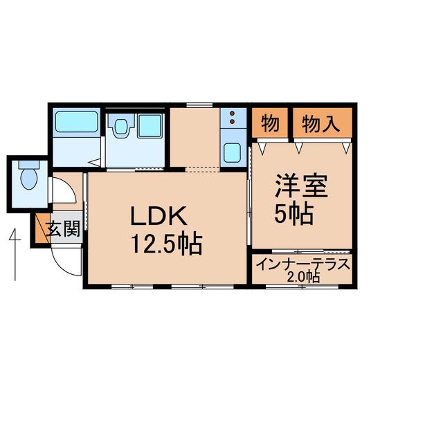 モイス・シャーム宮前(1LDK/1階)の間取り写真