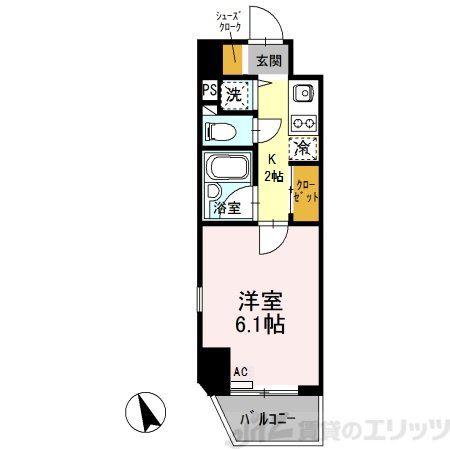 パークウェル門前仲町(1K/9階)の間取り写真