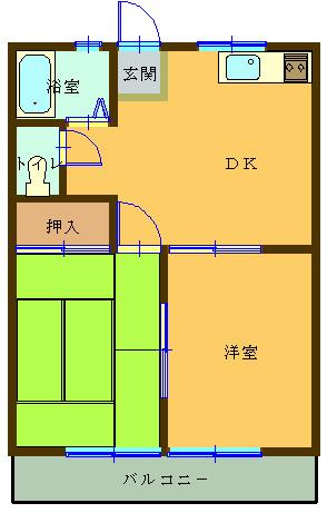 シャレード栗原(2DK/2階)の間取り写真