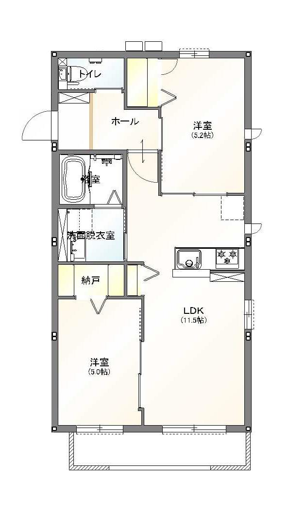 VILLA SOLARE(2LDK/1階)の間取り写真