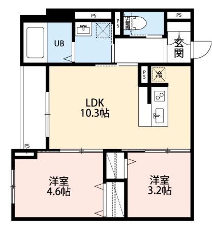 ROBOT HOME 矢部III(2LDK/1階)の間取り写真