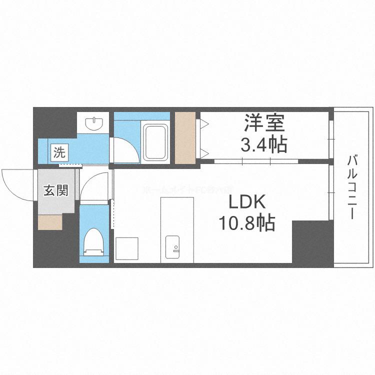 WAVE ON HORIE TOWER(1LDK/4階)の間取り写真