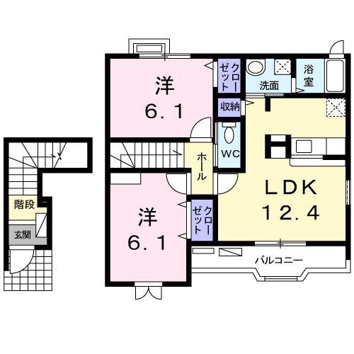 サンリットF(2LDK/2階)の間取り写真