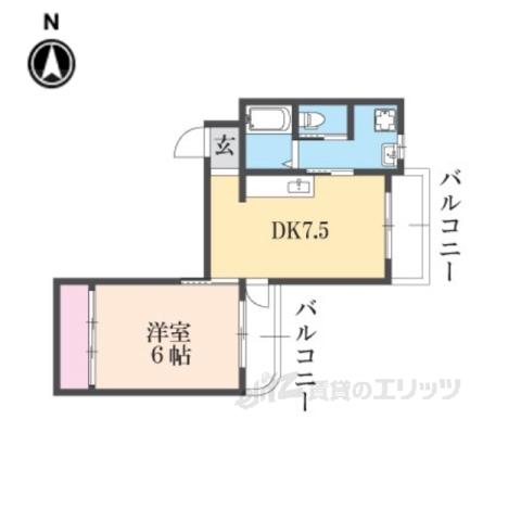 フレーヴァー北山(1LDK/3階)の間取り写真