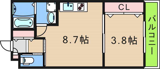 WIN玉出II(1LDK/1階)の間取り写真