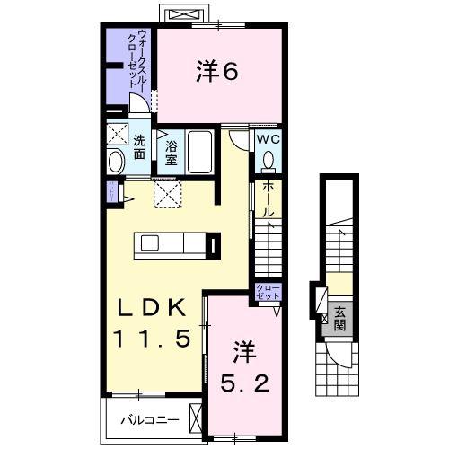 セゾン ブライト(2LDK/2階)の間取り写真