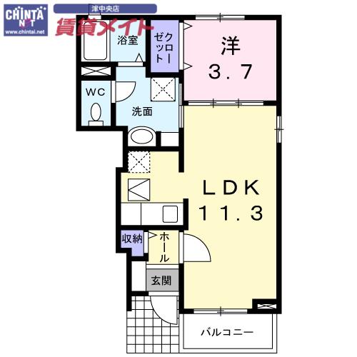 アルカンシエル大園(1LDK/1階)の間取り写真