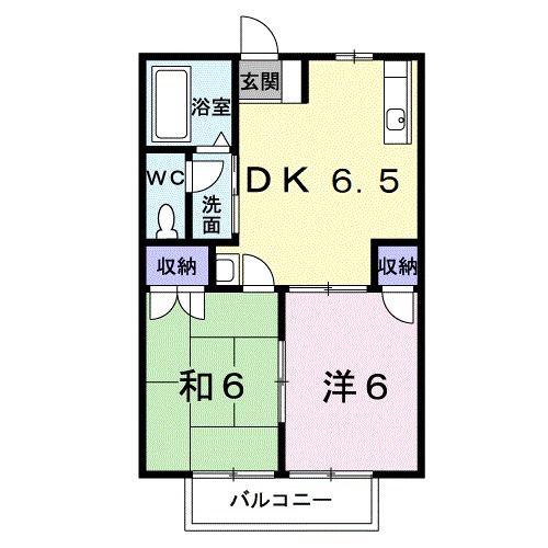 グリーンコーポ青木(2DK/1階)の間取り写真