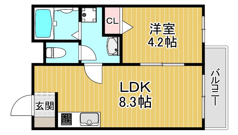 DIAS東石切(1LDK/2階)の間取り写真