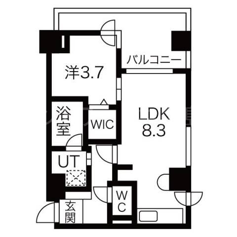 クラッセ山鼻(1LDK/5階)の間取り写真