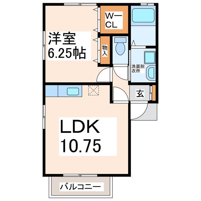 ウィルモア島崎(1LDK/2階)の間取り写真
