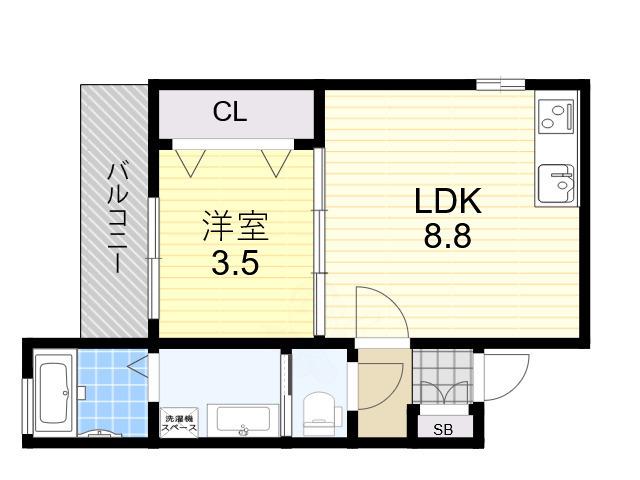 岩伸リバーコート住吉(1LDK/3階)の間取り写真