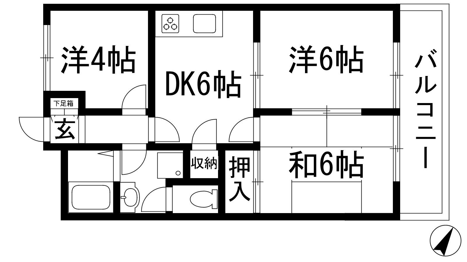 メゾンタナカ(3DK/3階)の間取り写真