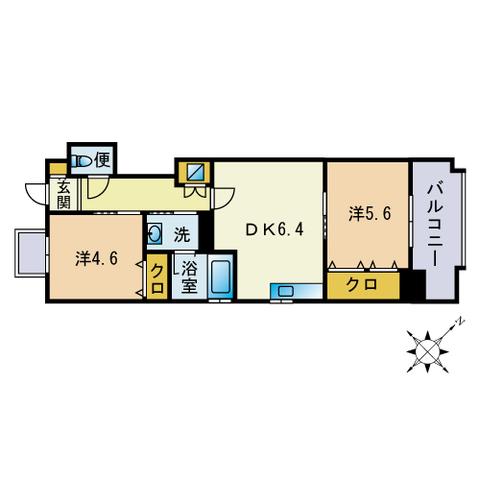 ミラートポート(2DK/2階)の間取り写真