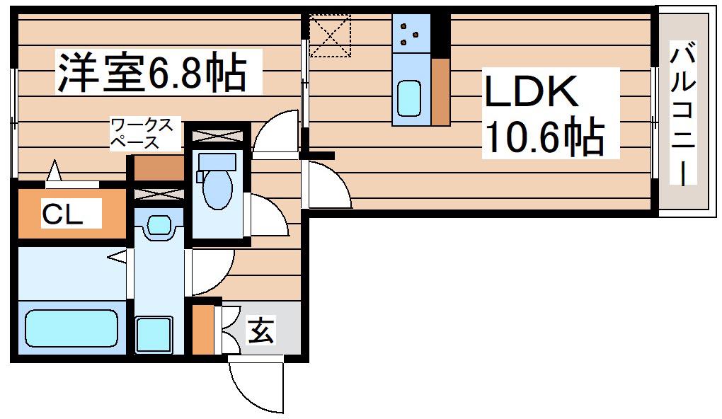 パセオプラシード A&M(1LDK/2階)の間取り写真