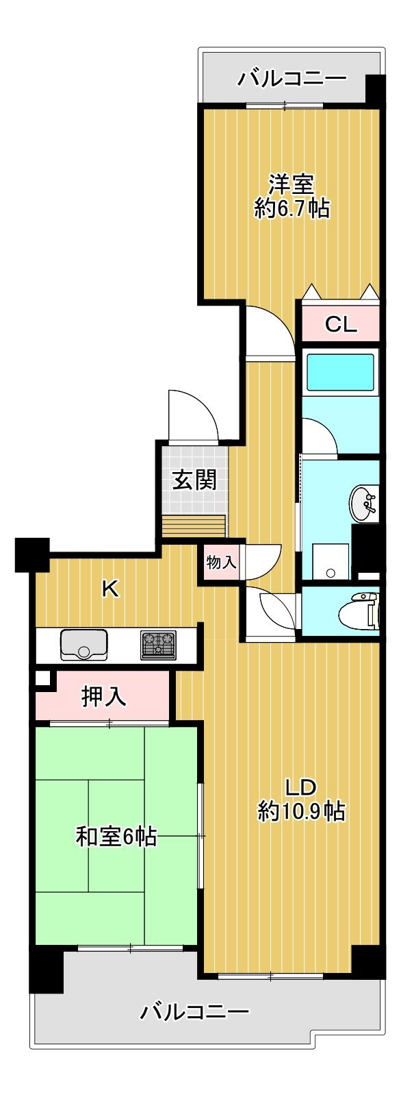 パストラルハイム駅南(2LDK/12階)の間取り写真
